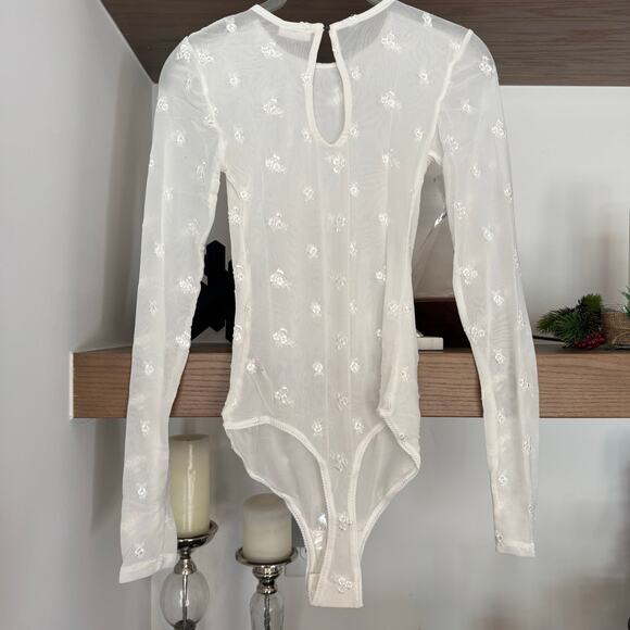Free People Make Out Mesh Bodysuit in Ivory - Picture 5 of 8